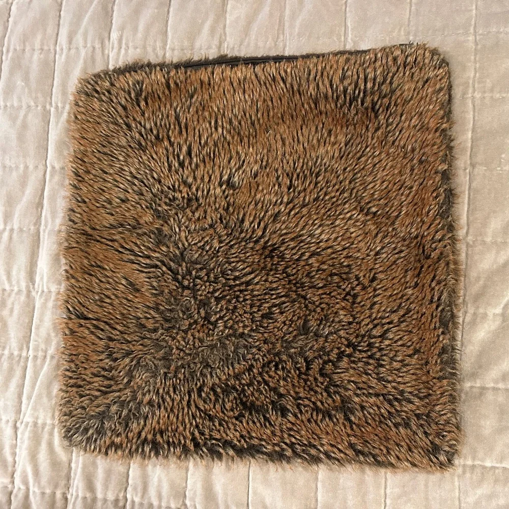 RESTORATION HARDWARE FAUX FUR PILLOW BROWN 22 INCHES